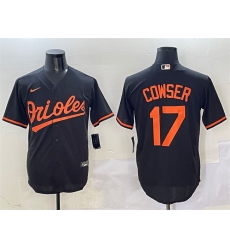 Men Baltimore Orioles 17 Colton Cowser Black Cool Base Stitched Jersey Men Baltimore Orioles 17 Colton Cowser Black Cool Base Stitched Jersey