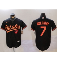 Men Baltimore Orioles 7 Jackson Holliday Black Cool Base Stitched Baseball Jersey 5 Men Baltimore Orioles 7 Jackson Holliday Black Cool Base Stitched Baseball Jersey 5