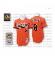 Mens Mitchell and Ness 1989 Baltimore Orioles 8 Cal Ripken Authentic Orange Throwback MLB Jersey Mens Mitchell and Ness 1989 Baltimore Orioles 8 Cal Ripken Authentic Orange Throwback MLB Jersey