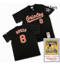 Mens Mitchell and Ness Baltimore Orioles 8 Cal Ripken Authentic Black Throwback MLB Jersey Mens Mitchell and Ness Baltimore Orioles 8 Cal Ripken Authentic Black Throwback MLB Jersey