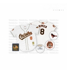 Mens Mitchell and Ness Baltimore Orioles 8 Cal Ripken Replica White Throwback MLB Jersey Mens Mitchell and Ness Baltimore Orioles 8 Cal Ripken Replica White Throwback MLB Jersey
