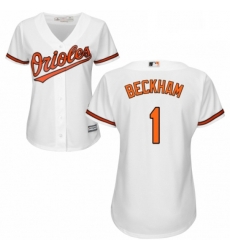 Womens Majestic Baltimore Orioles 1 Tim Beckham Replica White Home Cool Base MLB Jersey Womens Majestic Baltimore Orioles 1 Tim Beckham Replica White Home Cool Base MLB Jersey