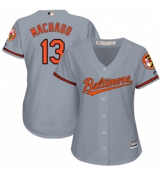 Womens Majestic Baltimore Orioles 13 Manny Machado Replica Grey Road Cool Base MLB Jersey Womens Majestic Baltimore Orioles 13 Manny Machado Replica Grey Road Cool Base MLB Jersey