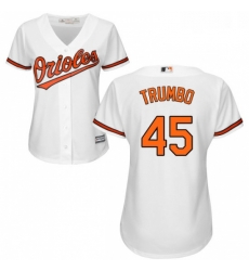 Womens Majestic Baltimore Orioles 45 Mark Trumbo Replica White Home Cool Base MLB Jersey Womens Majestic Baltimore Orioles 45 Mark Trumbo Replica White Home Cool Base MLB Jersey