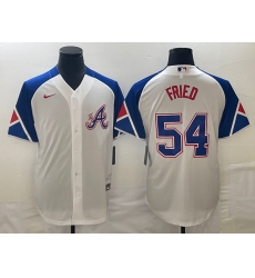 MLB Braves 54 Max Fried White City Connect Cool Base Men Jersey 7 MLB Braves 54 Max Fried White City Connect Cool Base Men Jersey 7