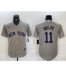 MLB Yankees 11 Anthony Volpe Grey Nike Cool Base Men Jersey MLB Yankees 11 Anthony Volpe Grey Nike Cool Base Men Jersey