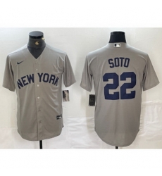 MLB Yankees 22 Soto Grey Nike Cool Base Men Jersey MLB Yankees 22 Soto Grey Nike Cool Base Men Jersey