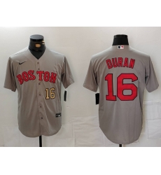 Men Boston Red Sox 16 Jarren Duran Grey Stitched Baseball Jersey 3 Men Boston Red Sox 16 Jarren Duran Grey Stitched Baseball Jersey 3