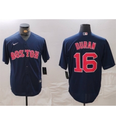 Men Boston Red Sox 16 Jarren Duran Navy Stitched Baseball Jersey Men Boston Red Sox 16 Jarren Duran Navy Stitched Baseball Jersey
