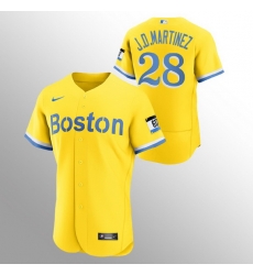Men Boston Red Sox 28 J D Martinez Men Nike 2021 City Connect Gold Authentic MLB Jersey Men Boston Red Sox 28 J D Martinez Men Nike 2021 City Connect Gold Authentic MLB Jersey