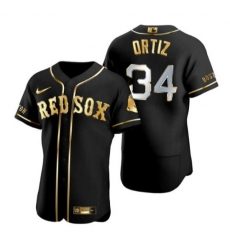 Men Boston Red Sox 34 David Ortiz Black Gold Flex Base Stitched Baseball Jersey Men Boston Red Sox 34 David Ortiz Black Gold Flex Base Stitched Baseball Jersey