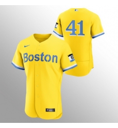 Men Boston Red Sox 41 Chris Sale Men Nike 2021 City Connect Gold Authentic MLB Jersey No Name Men Boston Red Sox 41 Chris Sale Men Nike 2021 City Connect Gold Authentic MLB Jersey No Name