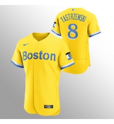 Men Boston Red Sox 8 Carl Yastrzemski Men Nike 2021 City Connect Gold Authentic MLB Jersey Men Boston Red Sox 8 Carl Yastrzemski Men Nike 2021 City Connect Gold Authentic MLB Jersey