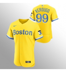 Men Boston Red Sox 99 Alex Verdugo Men Nike 2021 City Connect Gold Authentic MLB Jersey No Name Men Boston Red Sox 99 Alex Verdugo Men Nike 2021 City Connect Gold Authentic MLB Jersey No Name