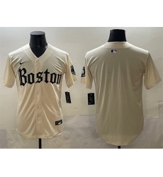Men Boston Red Sox Blank Cream Gothic Vapor Limited Stitched Baseball Jersey