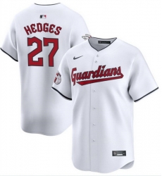 Men Cleveland Guardians 27 Austin Hedges White Cool Base Stitched Baseball Jersey Men Cleveland Guardians 27 Austin Hedges White Cool Base Stitched Baseball Jersey