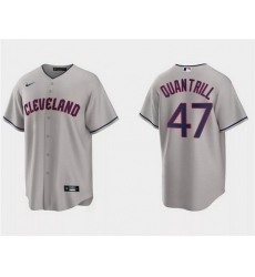 Men Cleveland Guardians 47 Cal Quantrill Grey Cool Base Stitched Jersey Men Cleveland Guardians 47 Cal Quantrill Grey Cool Base Stitched Jersey