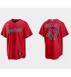 Men Cleveland Guardians 47 Cal Quantrill Red Cool Base Stitched Jersey Men Cleveland Guardians 47 Cal Quantrill Red Cool Base Stitched Jersey