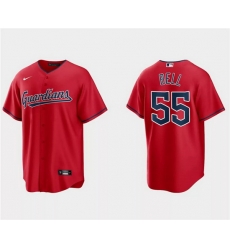 Men Cleveland Guardians 55 Josh Bell Red Cool Base Stitched Jersey Men Cleveland Guardians 55 Josh Bell Red Cool Base Stitched Jersey
