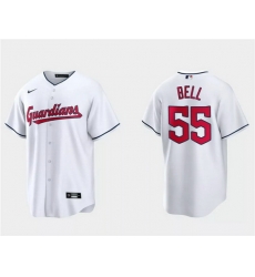 Men Cleveland Guardians 55 Josh Bell White Cool Base Stitched Jersey Men Cleveland Guardians 55 Josh Bell White Cool Base Stitched Jersey
