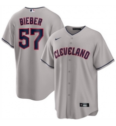 Men Cleveland Guardians 57 Shane Bieber Grey Cool Base Stitched Jersey Men Cleveland Guardians 57 Shane Bieber Grey Cool Base Stitched Jersey
