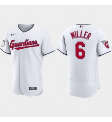 Men Cleveland Guardians 6 Owen Miller White Flex Base Stitched Jerse Men Cleveland Guardians 6 Owen Miller White Flex Base Stitched Jerse