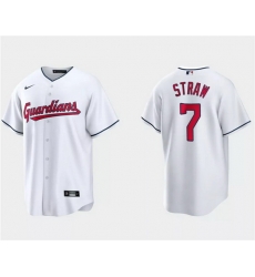 Men Cleveland Guardians 7 Myles Straw White Cool Base Stitched Jersey Men Cleveland Guardians 7 Myles Straw White Cool Base Stitched Jersey