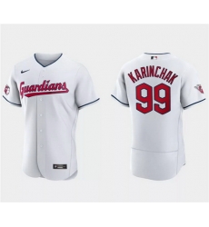 Men Cleveland Guardians 99 James Karinchak White Flex Base Stitched Jersey Men Cleveland Guardians 99 James Karinchak White Flex Base Stitched Jersey
