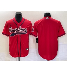 Men Cleveland Guardians Blank Red With Patch Cool Base Stitched Baseball Jersey Men Cleveland Guardians Blank Red With Patch Cool Base Stitched Baseball Jersey