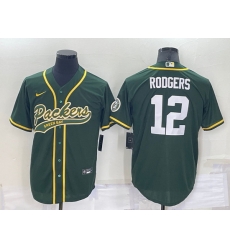 Men Green Bay Packers 12 Aaron Rodgers Green Cool Base Stitched Baseball Jersey Men Green Bay Packers 12 Aaron Rodgers Green Cool Base Stitched Baseball Jersey