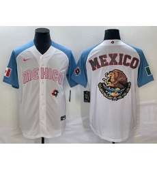 Men Mexico Baseball 2023 White Blue Team Big Logo World Baseball Classic Stitched Jersey Men Mexico Baseball 2023 White Blue Team Big Logo World Baseball Classic Stitched Jersey