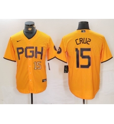 Men Pittsburgh Pirates 15 Oneil Cruz Gold City Connect Stitched Jersey 1 Men Pittsburgh Pirates 15 Oneil Cruz Gold City Connect Stitched Jersey 1