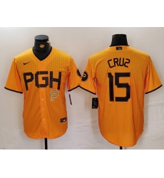 Men Pittsburgh Pirates 15 Oneil Cruz Gold City Connect Stitched Jersey 3 Men Pittsburgh Pirates 15 Oneil Cruz Gold City Connect Stitched Jersey 3
