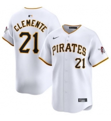 Men Pittsburgh Pirates 21 Roberto Clemente White Home Limited Stitched Baseball Jersey Men Pittsburgh Pirates 21 Roberto Clemente White Home Limited Stitched Baseball Jersey