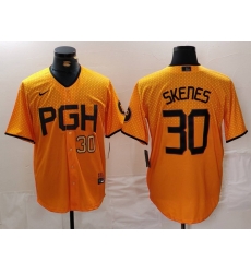 Men Pittsburgh Pirates 30 Paul Skenes Gold City Connect Stitched Jersey 1 Men Pittsburgh Pirates 30 Paul Skenes Gold City Connect Stitched Jersey 1