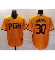 Men Pittsburgh Pirates 30 Paul Skenes Gold City Connect Stitched Jersey Men Pittsburgh Pirates 30 Paul Skenes Gold City Connect Stitched Jersey