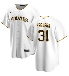 Men Pittsburgh Pirates 31 Liover Peguero White Cool Base Stitched Baseball Jersey Men Pittsburgh Pirates 31 Liover Peguero White Cool Base Stitched Baseball Jersey