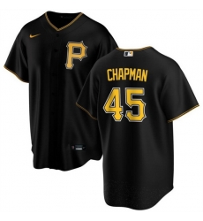 Men Pittsburgh Pirates 45 Aroldis Chapman Black Cool Base Stitched Baseball Jersey Men Pittsburgh Pirates 45 Aroldis Chapman Black Cool Base Stitched Baseball Jersey