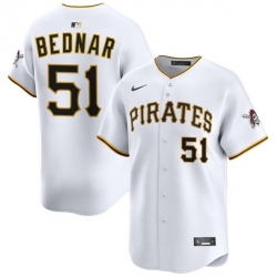 Men Pittsburgh Pirates 51 David Bednar White 2025 Home Limited Stitched Baseball Jersey