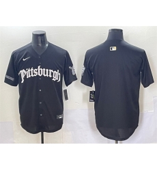 Men Pittsburgh Pirates Blank Black Gothic Steel City Edition Vapor Limited Stitched Baseball Jersey