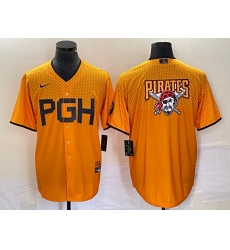 Men Pittsburgh Pirates Gold 2023 City Connect Team Big Logo Stitched Jersey Men Pittsburgh Pirates Gold 2023 City Connect Team Big Logo Stitched Jersey
