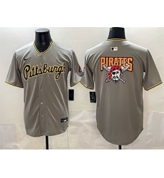 Men Pittsburgh Pirates Team Big Logo Gray Limited Stitched Baseball Jersey Men Pittsburgh Pirates Team Big Logo Gray Limited Stitched Baseball Jersey