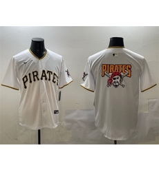 Men Pittsburgh Pirates Team Big Logo White Home Limited Stitched Baseball Jersey