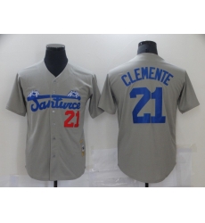 Men Santwice 21 Film Roberto Clemente Grey Base Ball Jersey Men Santwice 21 Film Roberto Clemente Grey Base Ball Jersey