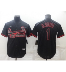 Men St Louis Cardinals 1 Ozzie Smith Black Shadow Cool Base Stitched jersey Men St Louis Cardinals 1 Ozzie Smith Black Shadow Cool Base Stitched jersey