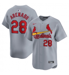 Men St Louis Cardinals 28 Nolan Arenado Grey 2024 Away Limited Stitched Baseball Jersey Men St Louis Cardinals 28 Nolan Arenado Grey 2024 Away Limited Stitched Baseball Jersey