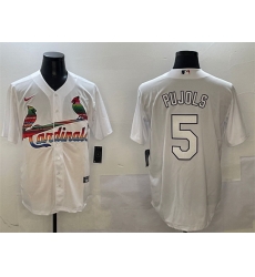 Men St  Louis Cardinals 5 Albert Pujols White Cool Base Stitched Baseball Jersey