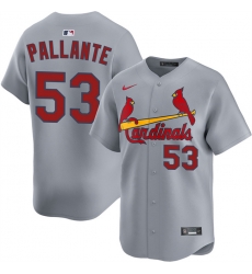 Men St Louis Cardinals 53 Andre Pallante Grey 2024 Away Limited Stitched Baseball Jersey Men St Louis Cardinals 53 Andre Pallante Grey 2024 Away Limited Stitched Baseball Jersey