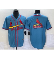 Men St Louis Cardinals Blue Big Team Logo In Back Cool Base Stitched Jersey Men St Louis Cardinals Blue Big Team Logo In Back Cool Base Stitched Jersey