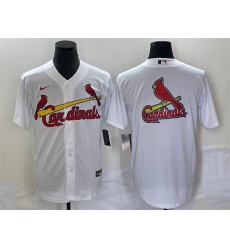Men St Louis Cardinals White Big Team Logo In Back Cool Base Stitched Jersey Men St Louis Cardinals White Big Team Logo In Back Cool Base Stitched Jersey